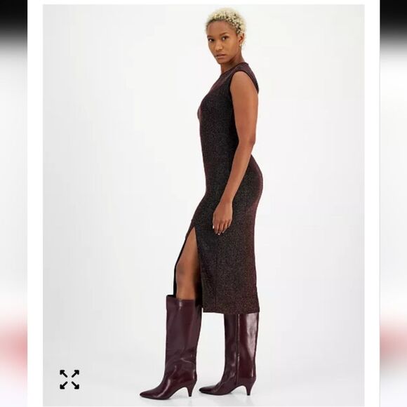 Bar IIIWomen's Strong Shoulder Side-Slit Midi Dress - Picture 3 of 5